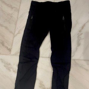 Lululemon Inspire Tight II Leggings Black Size 4 Mesh Moto Front Zippers Pants